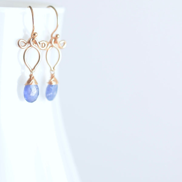 Arabella - Tanzanite, 14k Rose Gold Filled Earrings