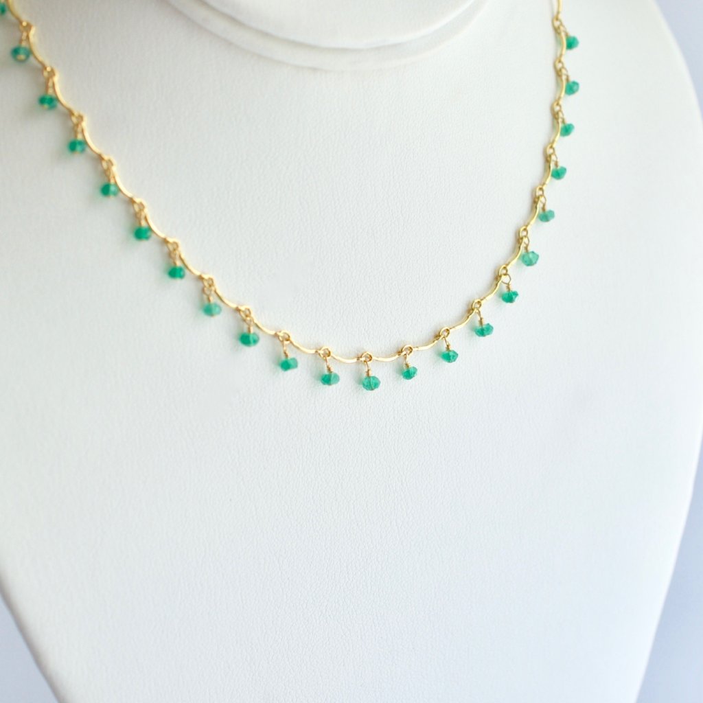 Leticia - Green Onyx, 14k Gold Filled Necklace