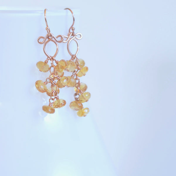 Leyla - Citrine, 14k Rose Gold Filled Earrings