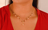 Peach Moonstone Garnet 14k gold filled necklace