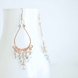 Soleil - Aquamarines, 14k Rose Gold Filled Chandelier Earrings
