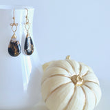 Sunstra - Copper Calcite and Obsidian and 14k Gold Filled Earrings