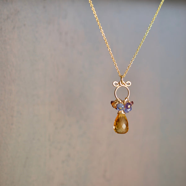 Tabatha - Citrine, Tanzanite, Amethyst, 14k Gold Filled Necklace
