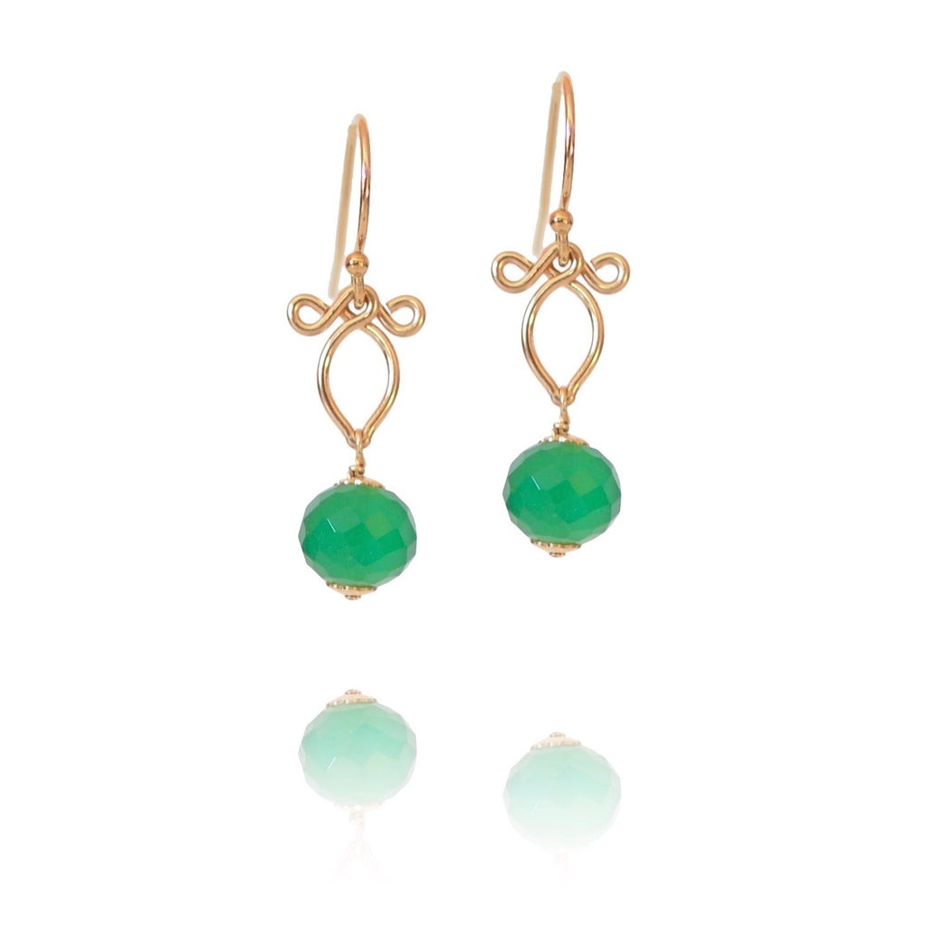Custom Listing for JC: Margaritari (Small)- Green Onyx, 14k Gold Filled Earrings