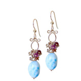 Gisele - Larimar, Sapphires, 14k Gold Filled Earrings