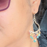 Custom Listing for K. Grandidierite, Tourmaline, Sapphire 14k Gold Filled Chandelier Earrings