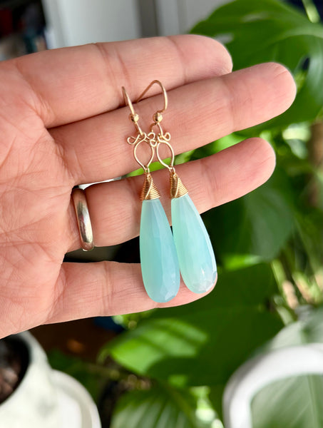Preeda  - Aqua Chalcedony, 14k Gold Filled Earrings