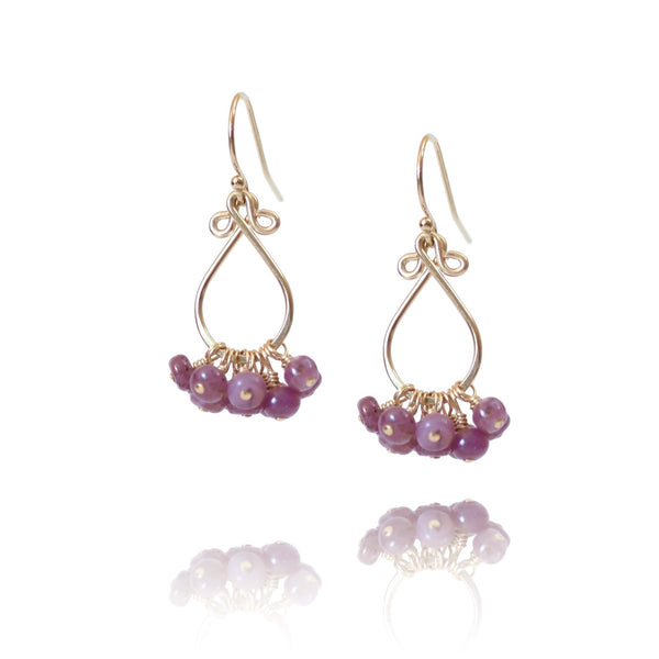 Karina (Small) -  Pink Sapphires, Gold Filled Earrings