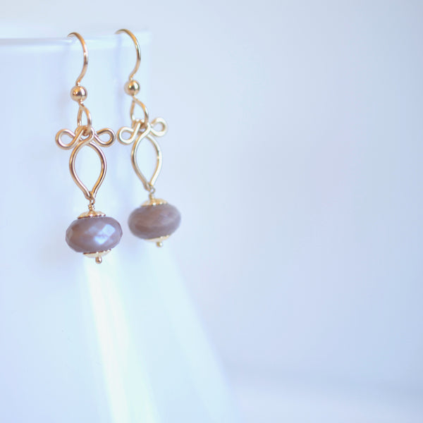 Afissa - Brown Moonstone, 14k Gold Filled Earrings