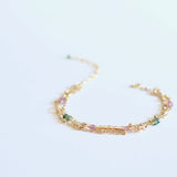 Amalia - Tourmaline, 14k Gold Filled, Three Strand Bracelet