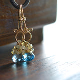 Atasi - Sky Blue Topaz, Ethiopian Opal 14k Gold Filled Earrings