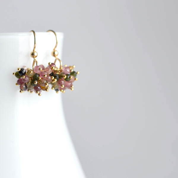 Claudia - Tourmaline, 14k Gold Filled Cluster Earrings
