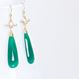 Salome - Green Onyx, 14k Gold Filled Long Earrings
