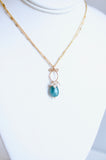Hortensia - Grandidierite, Pearl, 14k Gold Filled Necklace