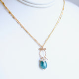 Hortensia - Grandidierite, Pearl, 14k Gold Filled Necklace