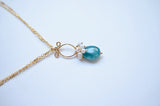 Hortensia - Grandidierite, Freshwater Pearl, Gold Filled Necklace