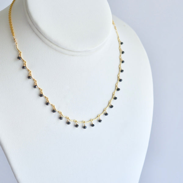 Leticia - Black Spinel, 14k Gold Filled “Choker” Necklace