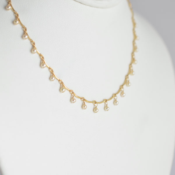 Leticia - White Freshwater Pearl, 14k Gold Filled “Choker” Necklace