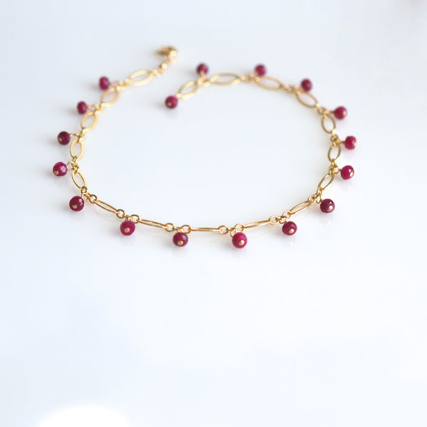 Lilibeth - Ruby, 14k Gold Filled Bracelet