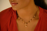 Peach moonstone garnet 14k gold filled necklace