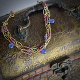 Magdalena - Tanzanite and Pink Sapphires, 14k Gold Filled Bracelet