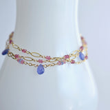 Magdalena - Tanzanite and Pink Sapphires, 14k Gold Filled Bracelet