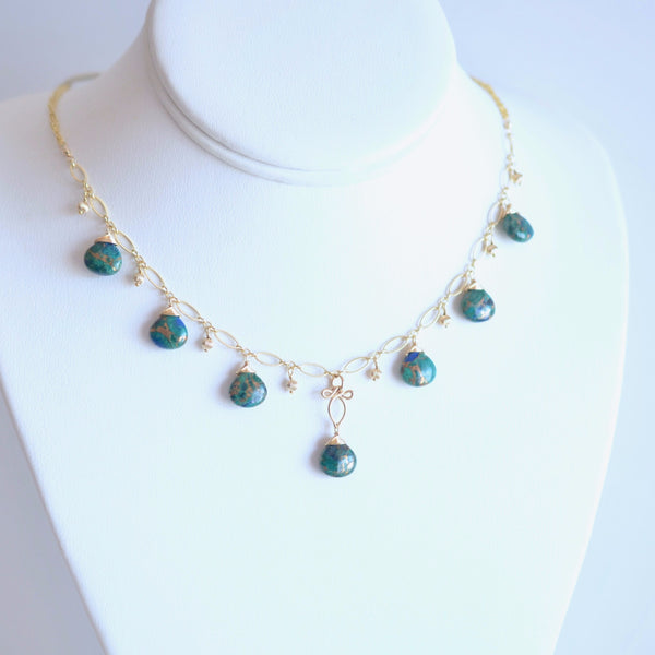 Naty - Copper Azurite, 14k Gold Filled Necklace