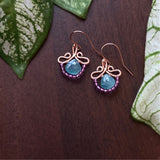 Petunia - Grandidierite, Garnet and 14k Rose Gold Filled Small Earrings