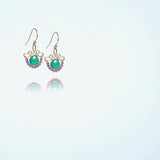 Petunia - Green Onyx, Garnet and 14k Gold Filled Small Earrings
