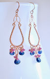 Selena - Kyanite, Pink Sapphires, 14k Rose Gold Filled Chandelier Earrings