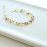 Sienna - Peridot, Rhodolite Garnet, Pink Tourmalines, Citrines, 14k Gold Filled Bracelet