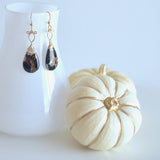Sunstra - Copper Calcite and Obsidian and 14k Gold Filled Earrings