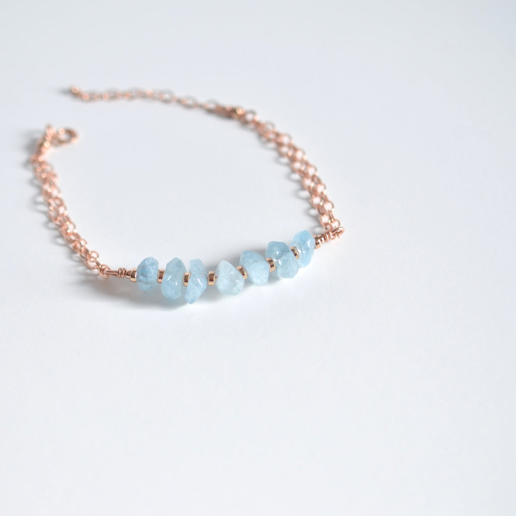 Urzah - Aquamarine, 14k Rose Gold Filled bracelet