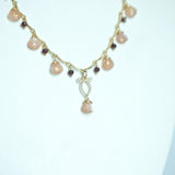 Valentina - Peach Moonstone, Red Garnet 14k Gold Filled Necklace